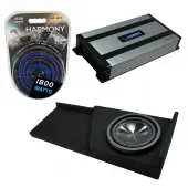 Compatible with 2007-2013 GMC Sierra Extended Cab Truck Alpine SWT-10S2 Single 10 Sub Box Enclosure with Harmony HA-A800.1 Amplifier & 4GA Amp Kit