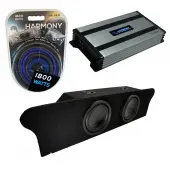 Compatible with 2010-2015 Chevy Camaro Coupe Trunk Alpine SWT-10S4 Dual 10" Sub Box Enclosure with Harmony HA-A800.1 Amplifier & 4GA Amp Kit