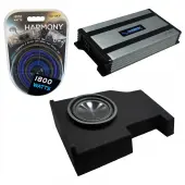 Compatible with 2014 - UP GMC Sierra Crew Cab Alpine SWT-10S2 Single 10 Sub Box with Harmony HA-A800.1 Amplifier & 4GA Amp Kit