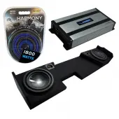 Compatible with 2014 - 2018 GMC Sierra Double Cab Alpine SWT-10S4 Dual 10 Sub Box with Harmony HA-A800.1 Amplifier & 4GA Amp Kit