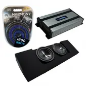 Compatible with 2015-UP GMC Canyon Crew Cab Truck Dual 10" Alpine SWT-10S4 Sub Box Enclosure with Harmony HA-A800.1 Amplifier & 4GA Amp Kit