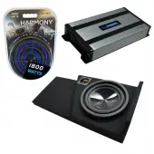 Compatible with 2014 - 2018 Chevy Silverado Double Cab Alpine SWT-10S2 Single 10 Sub Box with Harmony HA-A800.1 Amplifier & 4GA Amp Kit