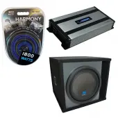 Universal Car Stereo Paintable Ported 12" Alpine Type S S-W12D4 Sub Box Enclosure with Harmony HA-A800.1 Amplifier & 4GA Amp Kit