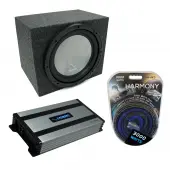 Universal Car Stereo Rearfire Sealed Single 12" Harmony A122 Loaded Sub Box Bundle with Harmony HA-A800.1 Amp & Install Kit