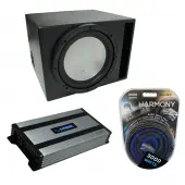 Universal Car Stereo Rhino Coated Ported 12" Harmony A122 Sub Box & Harmony HA-A800.1