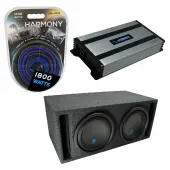 Universal Car Stereo Slotted S Port Dual 10" Alpine Type S S-W10D2 Sub Box Enclosure with Harmony HA-A800.1 Amplifier & 4GA Amp Kit