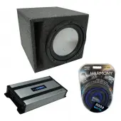 Universal Car Stereo Slotted S Port Single 15" Harmony A152 Sub Box & Harmony HA-A800.1