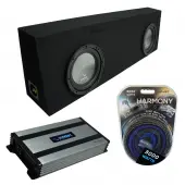 Universal Regular Cab Truck Harmony A122 Dual 12" Black Sub Box & Harmony HA-A800.1 Amp