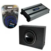Universal Regular Standard Cab Truck Alpine SWT-10S2 Single 10" Sub Box Enclosure with Harmony HA-A800.1 Amplifier & 4GA Amp Kit