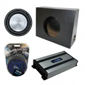 Universal Regular Standard Cab Truck Harmony A122 Single 12" Rhino Coated Sub Box & Harmony HA-A800.1