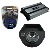 Universal Replacement Spare Tire Alpine SWT-10S2 Single 10 Sub Box with Harmony HA-A800.1 Amplifier & 4GA Amp Kit