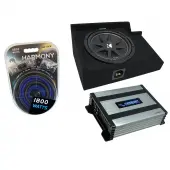 Compatible with 1999-2006 GMC Sierra Extended Cab Truck Kicker Comp C12 Single 12" Sub Box Enclosure & Harmony HA-A400.1 Amp