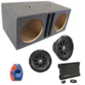 Custom-Dual-10-Vented-Loaded-Kicker-CVT10-Subwoofer-Box-W-ZX750.1-Amplifier-4-Gauge-Amp-Kit-image-1