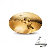 Zildjian K20835 21" K Zildjian Series Crash Ride Brilliant Medium Thin Drumset Cast Bronze Cymbal with Dark Sound and Large Bell Size With ZKEY