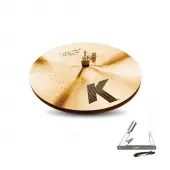 Zildjian K0943 14" K Custom Series Dark Hi Hat Pair Drumset Cast Bronze Cymbals with Low to Mid Pitch and Solid Chick Sound With ZKEY