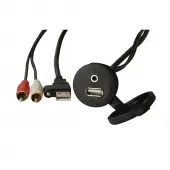 Fusion 010-12381-00 Panel Mount USB/3.5 mm AUX Connector Cable 6.5' (2 Meter)