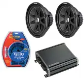 Kicker 43C124 Compatible with Chevy Silverado Extended Cab 99-06 12" Comp C12 Series 150W RMS 4 Ohm Sub, 46CXA4001 Class D Mono 800W Peak Sub Amp - Certified Refurbished and 2X12GMNEW Dual 12" Sub Box
