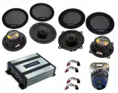 Harmony R65 R5 Compatible with Nissan Frontier 1998-2004 OEM Speaker Replacement & HA-A400.4 Amp