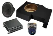 Kicker 48CWR124 Compatible with Chevy Silverado Crew Cab 2014 - UP 12" CompR CWR12 Series 500W RMS 4 Ohm DVC Car Sub, 46CXA8001 Class D Mono 1600W Peak Sub Amp and GM1X12-CREW14UP Single 12" Sub Box