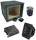 Kicker 44L7S124 Solo-Baric 12 Square L7 Dual 4 Ohm Sub, 46CXA8001 Class D Mono 1600W Peak Sub Amp and SOLOSQ1X12V Single 12" Vented Square Paintable Sub Box fits Kicker L7 Subwooofer