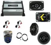 Kicker 43DSC6504 Compatible with Jeep Wrangler 1997-2006 6.5" DS Series 50W RMS 4 Ohm Coaxial Speakers, 43DSC4604 4"x6" 25W and HA-A400.4 Alloy 4 Channel 800W Speaker Amp
