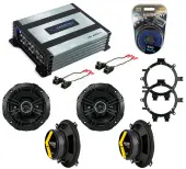 Kicker 43DSC504 Compatible with Chevy Silverado Truck 2007-2013 5.25" DS Series 35W RMS 4 Ohm Coaxial Speakers, HA-A400.4 Alloy 4 Channel 800W Speaker Amp and HA-AK10 10 Gauge 600W Amp Install Kit