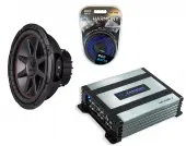 HA-A400.4 Alloy 4 Channel 800W Range Speaker Sub Amplifier, Kicker 43CVR124 12" 400W RMS 4 O...