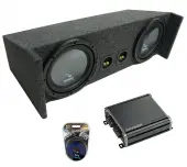 1987-2006 Jeep Wrangler YJ TJ Harmony R104 Dual 10" Loaded Sub Box Bundle with CX300.1 Amp & Install Kit