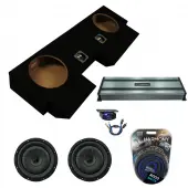 Kicker 43CVT102 10" CompVT CVT10 Series 400 Watt RMS 2 Ohm Car Subwoofer with Harmony Audio HA-A1500.1 Car Class D Mono 3000W Sub Amplifier w/ Bass Remote and ASC Dual 10" Subwoofer Box Enclosure