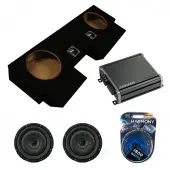 Kicker 43CVT102 10" CompVT CVT10 Series Sub 400 Watt RMS 2 Ohm Car Subwoofer with Kicker 46CXA8001 Car Audio Class D Amp Mono 1600W Peak Sub Amplifier CXA800.1 and ASC Dual 10" Subwoofer Box Enclosure
