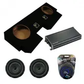Kicker 43CVT102 10" CompVT CVT10 Series Sub 400 Watt RMS 2 Ohm Car Subwoofer with Kicker 46CXA18001 Car Audio Class D Mono 3600W Peak Sub Amplifier CXA1800.1 and ASC Dual 10" Subwoofer Box Enclosure