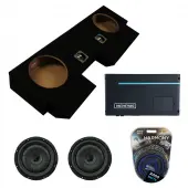 Kicker 43CVT102 10" CompVT CVT10 Series Sub 400 Watt RMS 2 Ohm Car Subwoofer with Memphis PRXA1000.1 1000W 1-Channel Power Reference PR Series Amplifier and ASC Dual 10" Subwoofer Box Enclosure