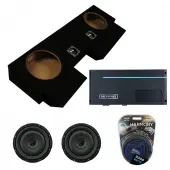 Kicker 43CVT102 10" CompVT CVT10 Series Sub 400 Watt RMS 2 Ohm Car Subwoofer with Memphis PRXA1500.1 1500W 1-Channel Power Reference PR Series Amplifier and ASC Dual 10" Subwoofer Box Enclosure