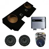 Kicker 43CVT102 10" CompVT CVT10 Series Sub 400 Watt RMS 2 Ohm Car Subwoofer with Memphis VIV1100.1V2 1100W 1-Channel VIV SixFive Series Amplifier and ASC Dual 10" Subwoofer Box Enclosure