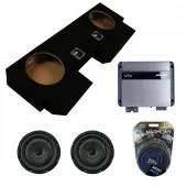 Kicker 43CVT104 10" CompVT CVT10 Series Sub 350 Watt RMS 4 Ohm Car Subwoofer with Memphis VIV1100.1V2 1100W 1-Channel VIV SixFive Series Amplifier and ASC Dual 10" Subwoofer Box Enclosure