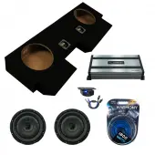 Kicker 43CVT104 10" CompVT CVT10 Series Sub 400 Watt RMS 4Ohm Car Subwoofer with Harmony Audio HA-A800.1 Car Class D Mono 1600W Sub Amplifier w/ Bass Remote and ASC Dual 10" Subwoofer Box Enclosure
