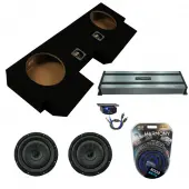 Kicker 43CVT104 10" CompVT CVT10 Series Sub 400 Watt RMS 4Ohm Car Subwoofer with Harmony Audio HA-A1500.1 Car Class D Mono 3000W Sub Amplifier w/ Bass Remote and ASC Dual 10" Subwoofer Box Enclosure
