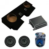 Kicker 43CVT104 10" CompVT CVT10 Series Sub 400 Watt RMS 4Ohm Car Subwoofer with Kicker 46CXA8001 Car Audio Class D Amp Mono 1600W Peak Sub Amplifier CXA800.1 and ASC Dual 10" Subwoofer Box Enclosure