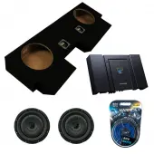 Kicker 43CVT104 10" CompVT CVT10 Series Sub 400 Watt RMS 4Ohm Car Subwoofer with Alpine HDA-M80 Status Series Hi-Res Mono Amplifier and ASC Dual 10" Subwoofer Box Enclosure