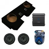 Kicker 43CVT104 10" CompVT CVT10 Series Sub 400 Watt RMS 4Ohm Car Subwoofer with Alpine S2-A60M Next-Generation S-Series 600W Mono Amplifier and ASC Dual 10" Subwoofer Box Enclosure