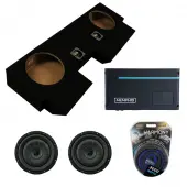 Kicker 43CVT104 10" CompVT CVT10 Series Sub 400 Watt RMS 4Ohm Car Subwoofer with Memphis PRXA1000.1 1000W 1-Channel Power Reference PR Series Amplifier and ASC Dual 10" Subwoofer Box Enclosure