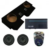 Kicker 43CVT104 10" CompVT CVT10 Series Sub 400 Watt RMS 4Ohm Car Subwoofer with Memphis PRXA1500.1 1500W 1-Channel Power Reference PR Series Amplifier and ASC Dual 10" Subwoofer Box Enclosure
