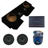 Kicker 43CVT104 10" CompVT CVT10 Series Sub 400 Watt RMS 4Ohm Car Subwoofer with Memphis SRX750D.1 750W 1-Channel Street Reference SR Series Amplifier and ASC Dual 10" Subwoofer Box Enclosure
