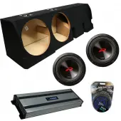 Compatible with 2001-2003 Ford F-150 Super Crew Truck Alpine Next-Generation R-Series R2-W10D2 Dual 10" Sub Box Enclosure with Harmony HA-A1500.1 Amplifier & 0GA Amp Kit