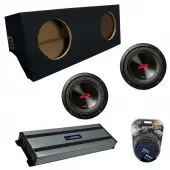 Compatible with 2005-2014 Ford Mustang Coupe Alpine Next-Generation R-Series R2-W10D2 Dual 10" Custom Sub Box Enclosure with Harmony HA-A1500.1 Amplifier & 0GA Amp Kit