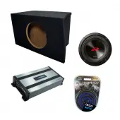 Compatible with 2005-2014 Ford Mustang Coupe Alpine Next-Generation R-Series R2-W10D4 Single 10" Sub Box Enclosure with Harmony HA-A800.1 Amplifier & 4GA Amp Kit