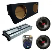 Compatible with 2005-2014 Ford Mustang Coupe Alpine Next-Generation R-Series R2-W12D2 Dual 12" Custom Sub Box Enclosure with Harmony HA-A1500.1 Amplifier & 0GA Amp Kit