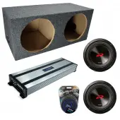 Universal Car Stereo Rearfire Sealed Dual 12" Alpine Next-Generation R-Series R2-W12D2 Sub Box Enclosure with Harmony HA-A1500.1 Amplifier & 0GA Amp Kit