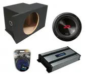 Compatible with 2005-2014 Ford Mustang Coupe Alpine Next-Generation R-Series R2-W12D4 Single 12" Sub Box Enclosure with Harmony HA-A800.1 Amplifier & 4GA Amp Kit