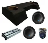 Alpine S-W10D2 Type S Series Sub Dual 2 Ohm 1200W Peak 10" Subwoofer with Harmony Audio HA-A1500.1 Class D Mono 3000W Sub Amplifier w/ Bass Remote and ASC DTB-2X10-CREW-UP Dual 10" Subwoofer Enclosure